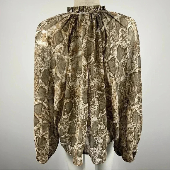 Mango Faux Amphibian Skin Flowy Blouse Size 2 - Picture 5 of 9